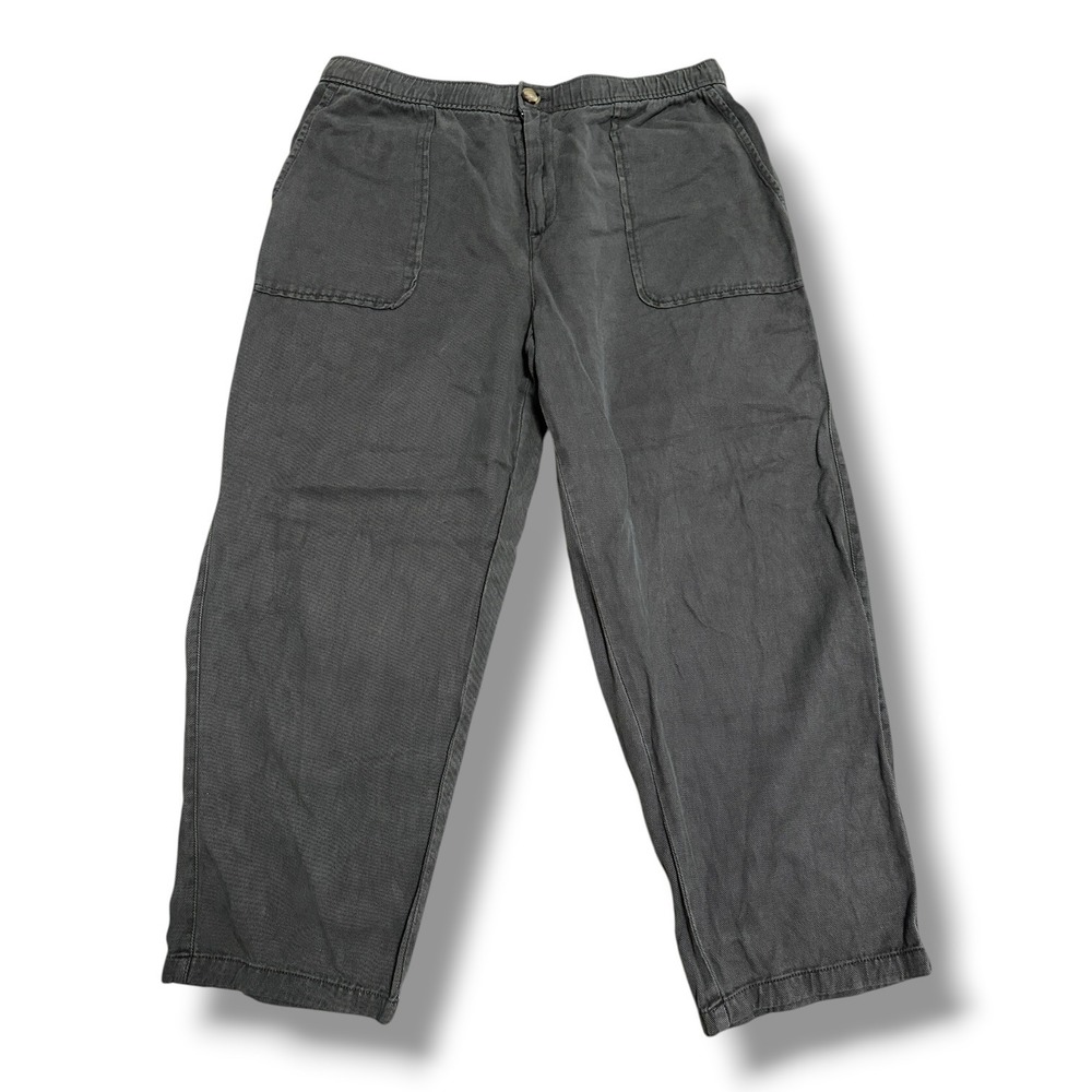Zara Women's Relaxed Cotton Lyocell Blend Gray Size L Minimalist Utility Casual